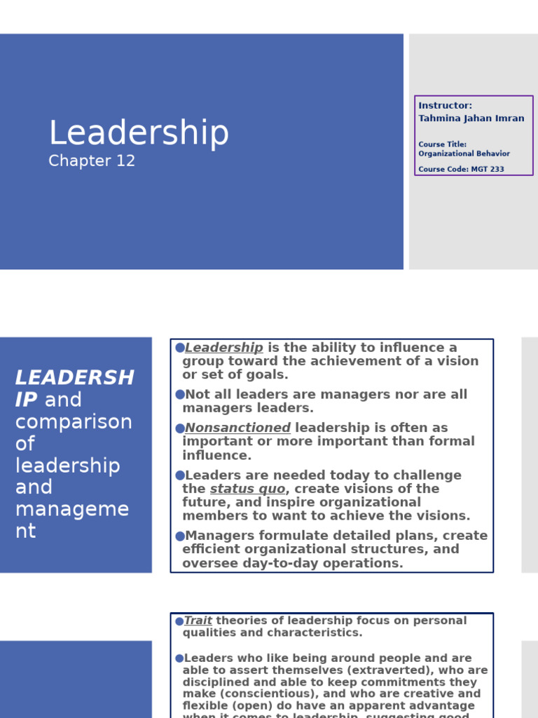 Chap 12. Leadership | PDF | Leadership | Psychology