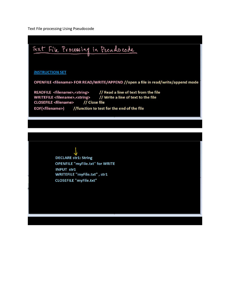 cambridge a level Text File processing Using Pseudocode notes | PDF