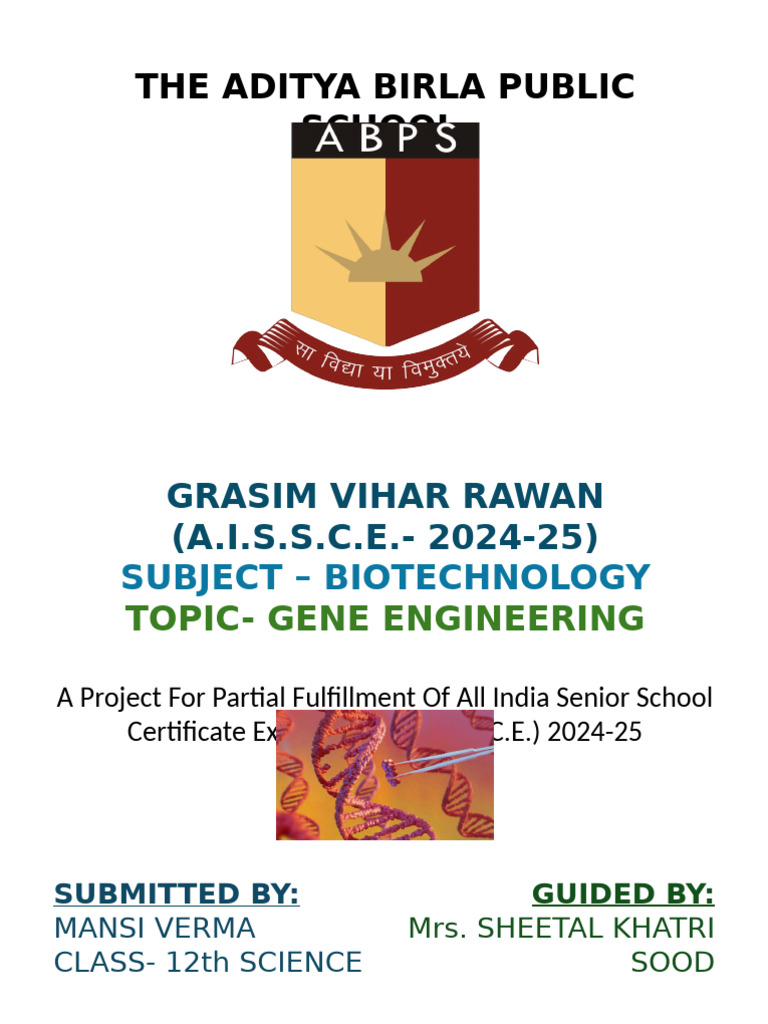 Gene Engineering Project Report 2024-25 | PDF