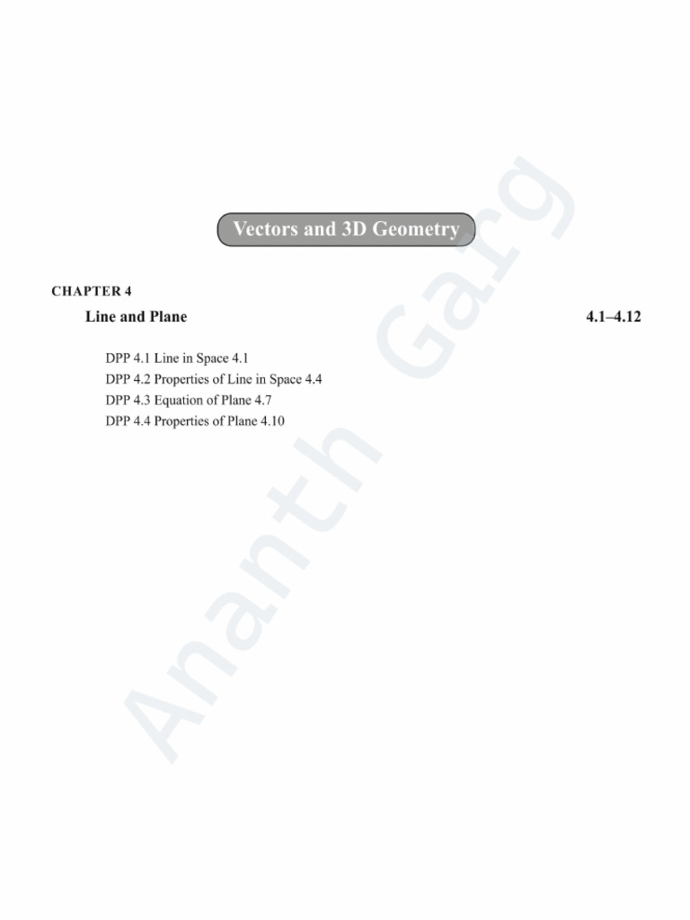 Line and Plane DPP | PDF | Line (Geometry) | Cartesian Coordinate