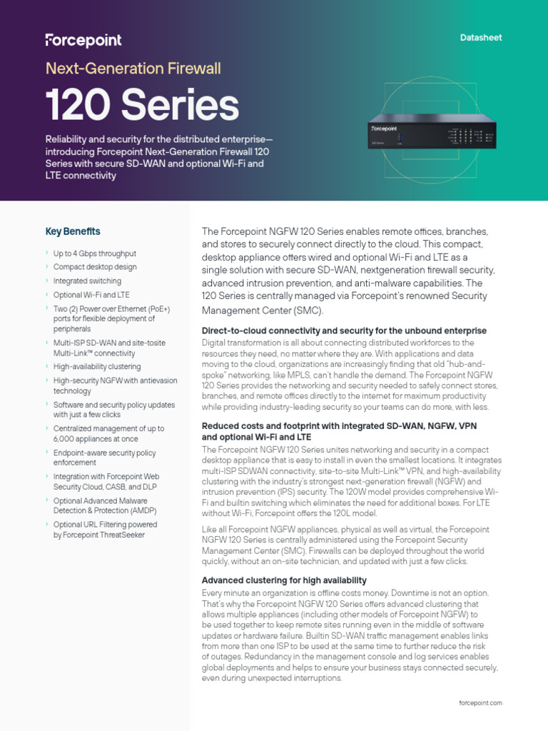 Datasheet Forcepoint NGFW 120 Series Appliance en 0 | PDF | Virtual ...