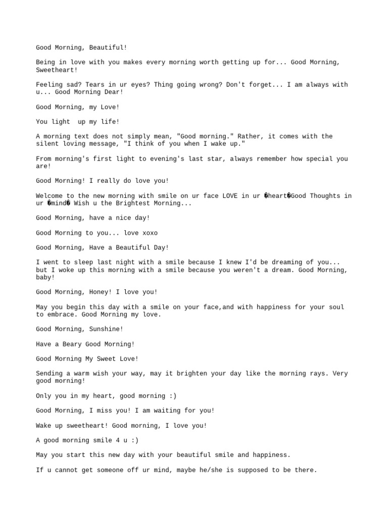 GOOD Morning Text | PDF