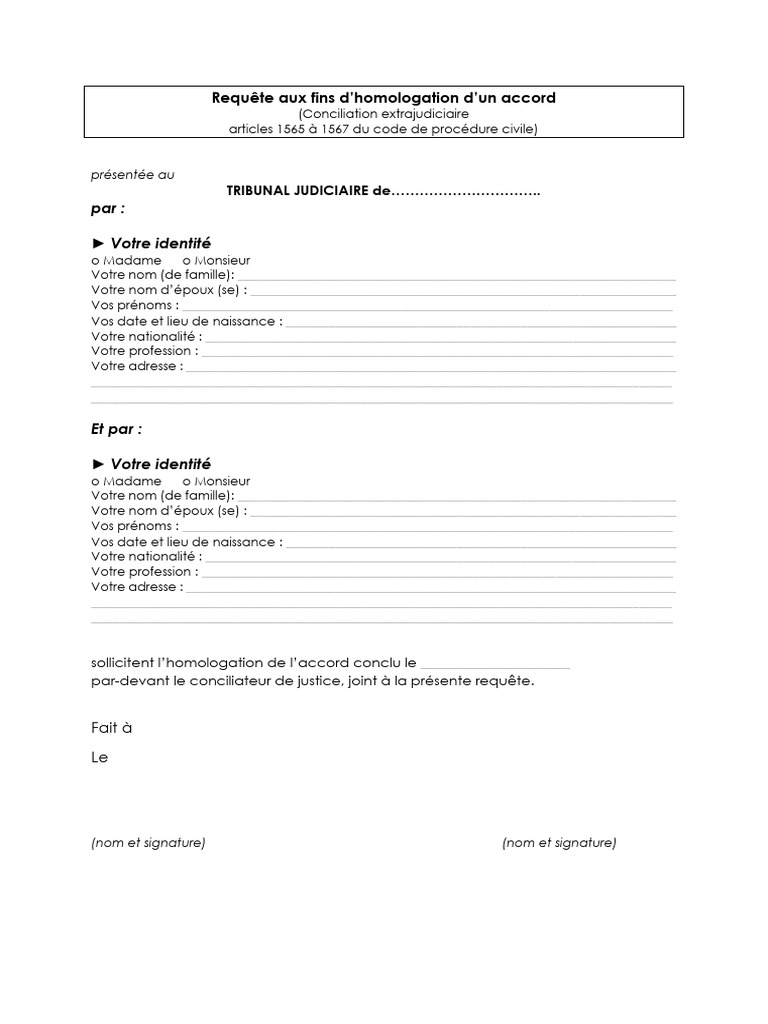 Homologation d'un Accord de Conciliation | PDF