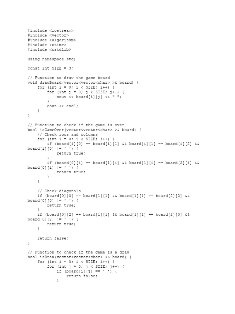Tic Tac Toe AI Game Implementation | PDF | Computer Programming ...