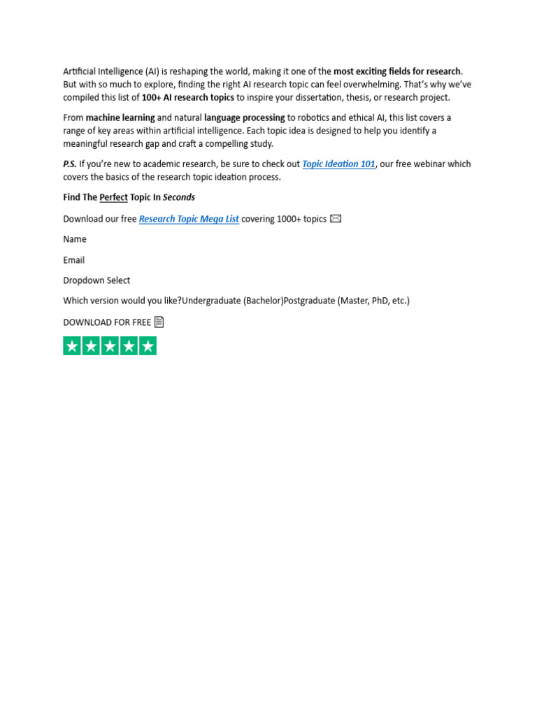 100+ Inspiring AI Research Topics | PDF | Artificial Intelligence ...