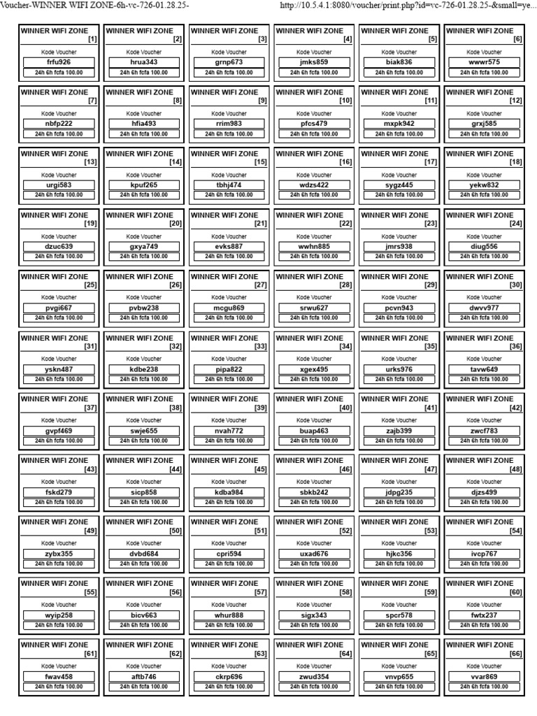 Winner WiFi Zone Voucher Codes | PDF