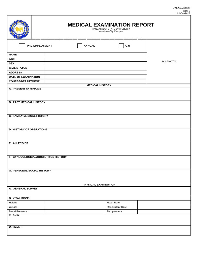 Medical Examination Report Sample | PDF | Physical Examination | Medicine