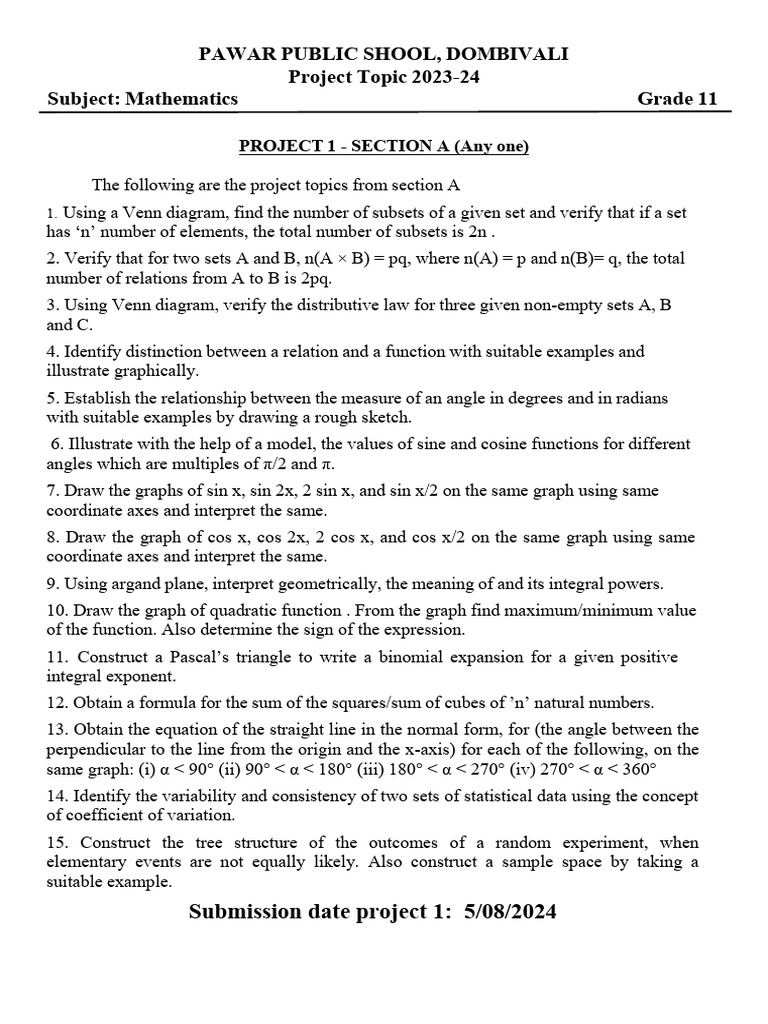 Maths Project 11 2024 | PDF | Trigonometric Functions | Mathematics