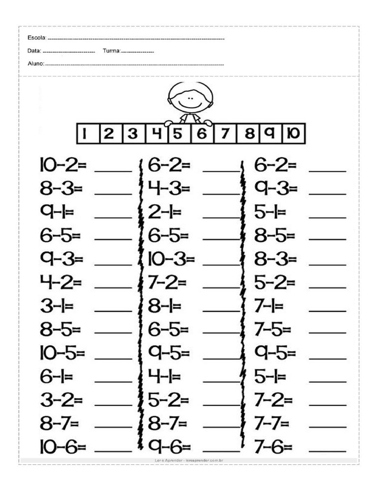 Subtração - Cálculo Mental - 1º Ano | PDF