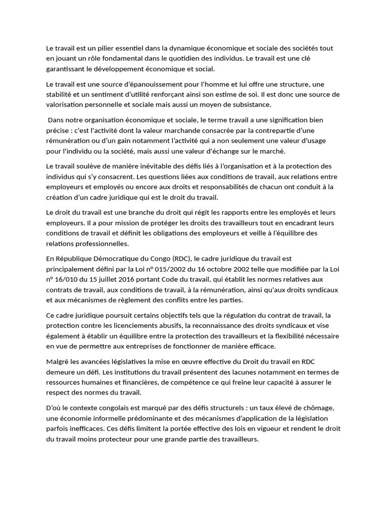 Impact de l'IA sur le droit du travail en RDC | PDF | Intelligence ...