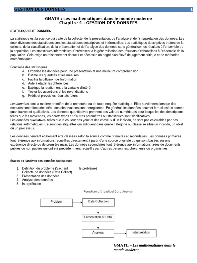 Gestion des données et statistiques modernes | PDF | Variance ...