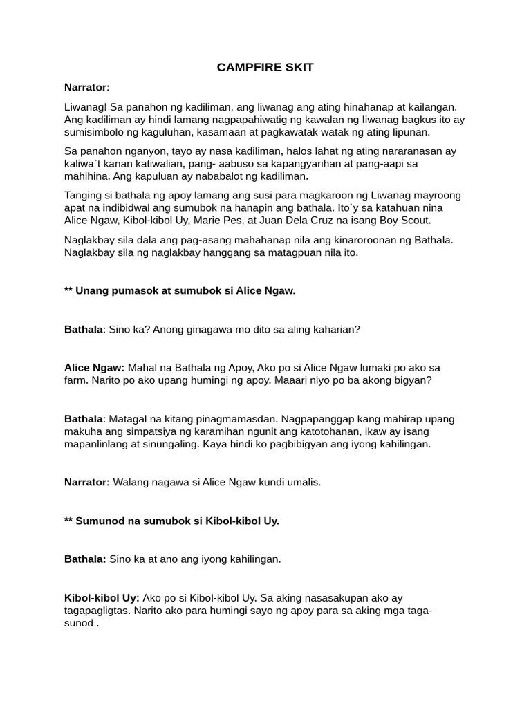 Campfire Skit | PDF