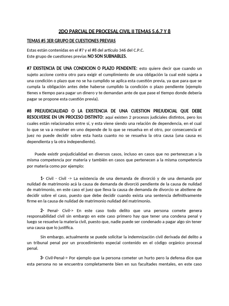 Cuestiones Previas en Procesal Civil II | PDF | Demanda judicial ...