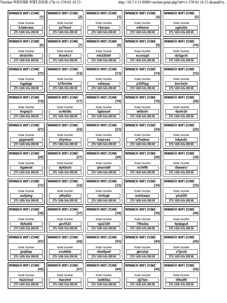 Winner Wifi Zone Voucher Codes | PDF