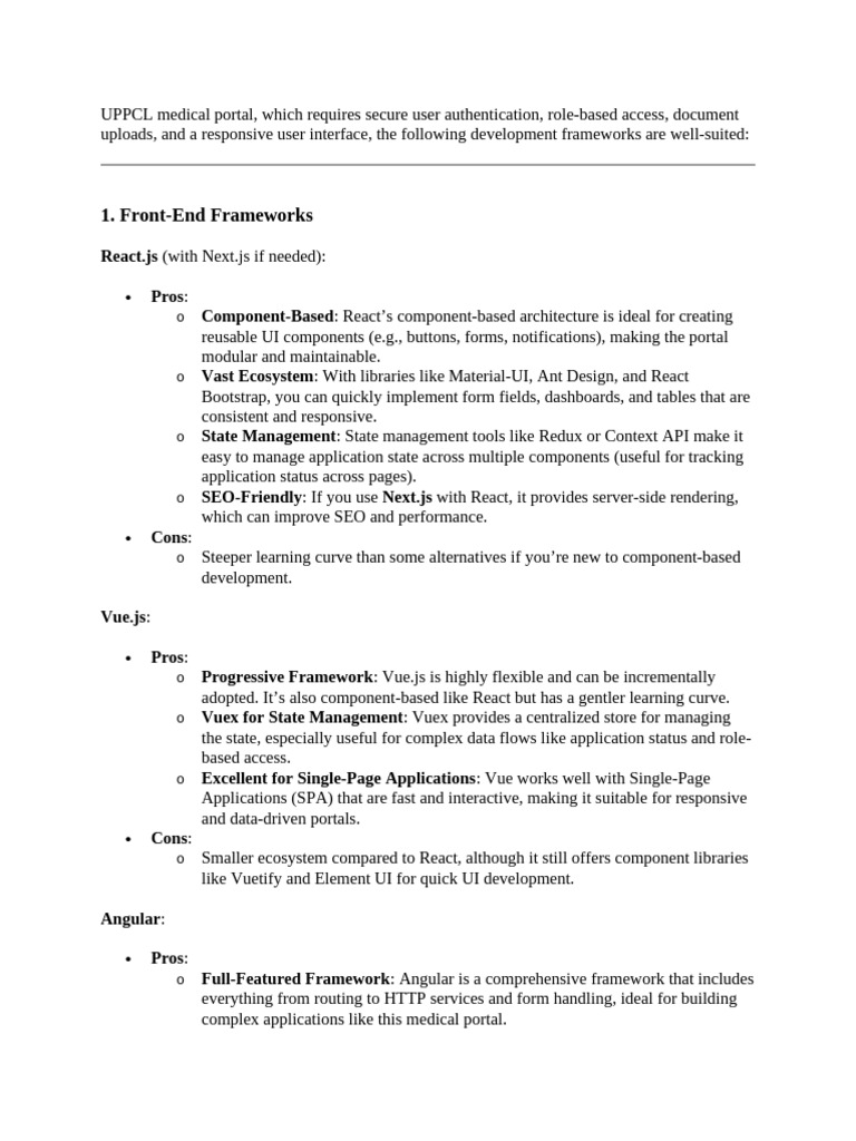 Frameworks - UPPCL Medical Portal | PDF | Databases | Postgre Sql
