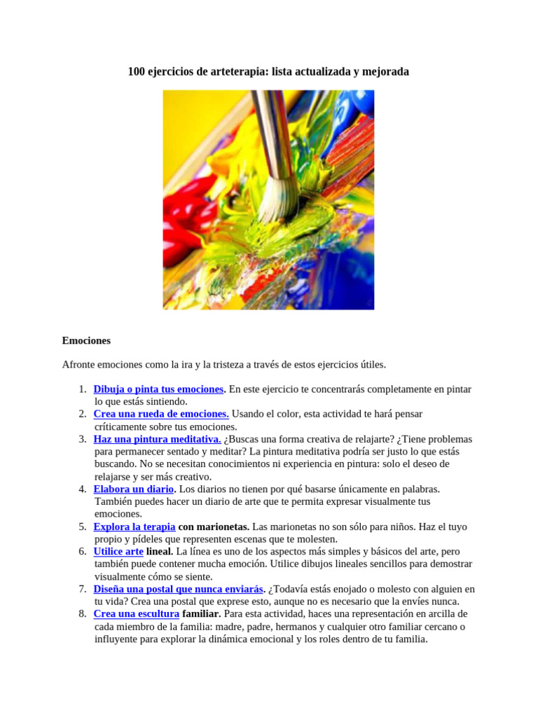 100 Ejercicios de Arteterapia para Emociones | PDF | Las emociones ...