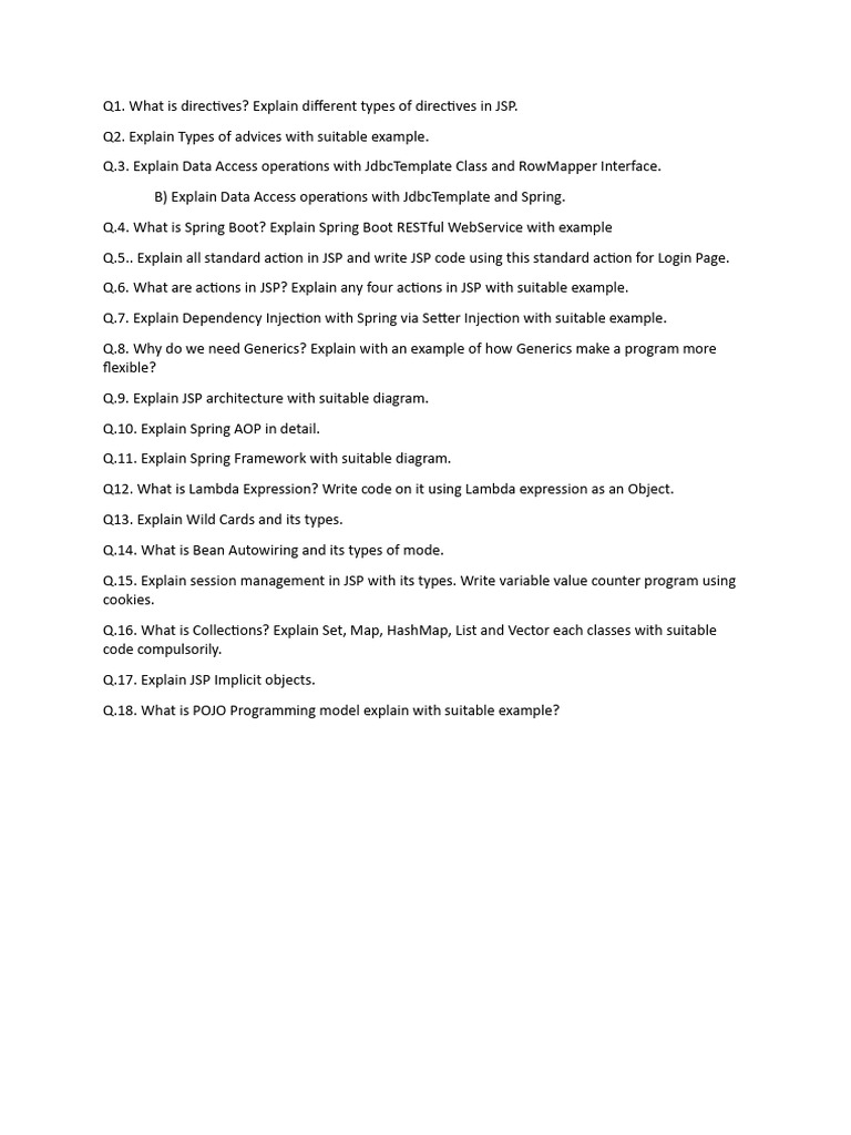 AJ Common Short Answers | PDF | Spring Framework | Method (Computer ...