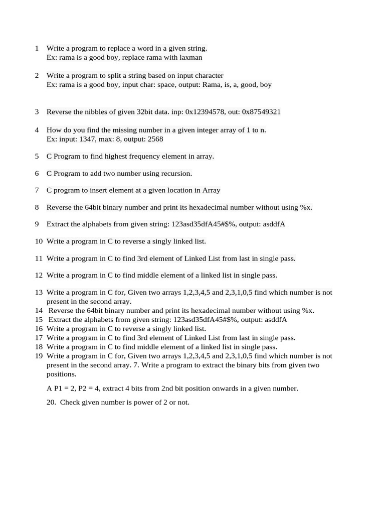 C Programming Challenges and Solutions | PDF