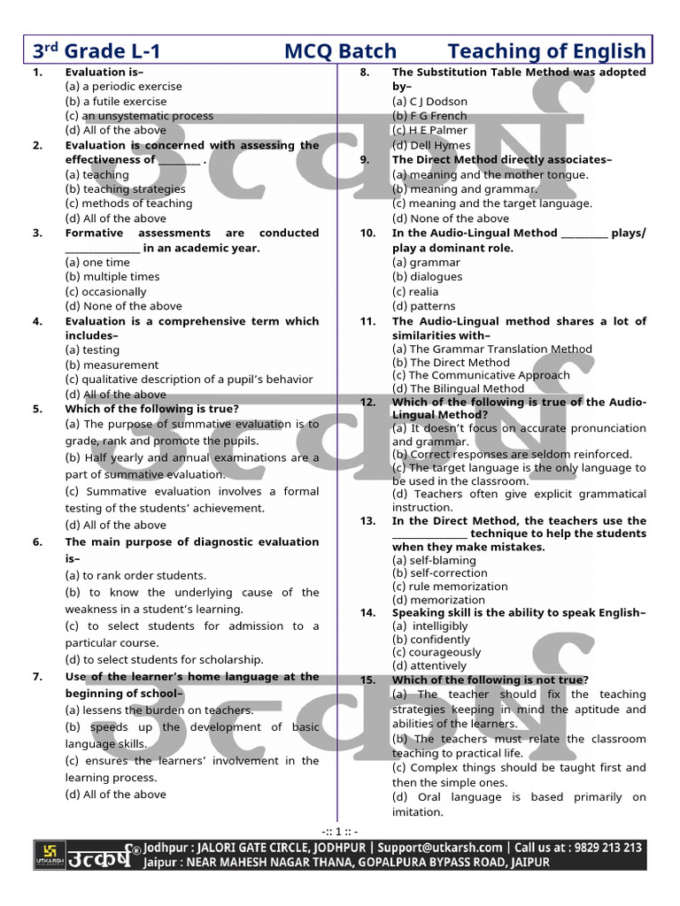 Part2TeachingofEnglishQuestionPDF_16458_13061_1604794 | PDF | Teachers ...