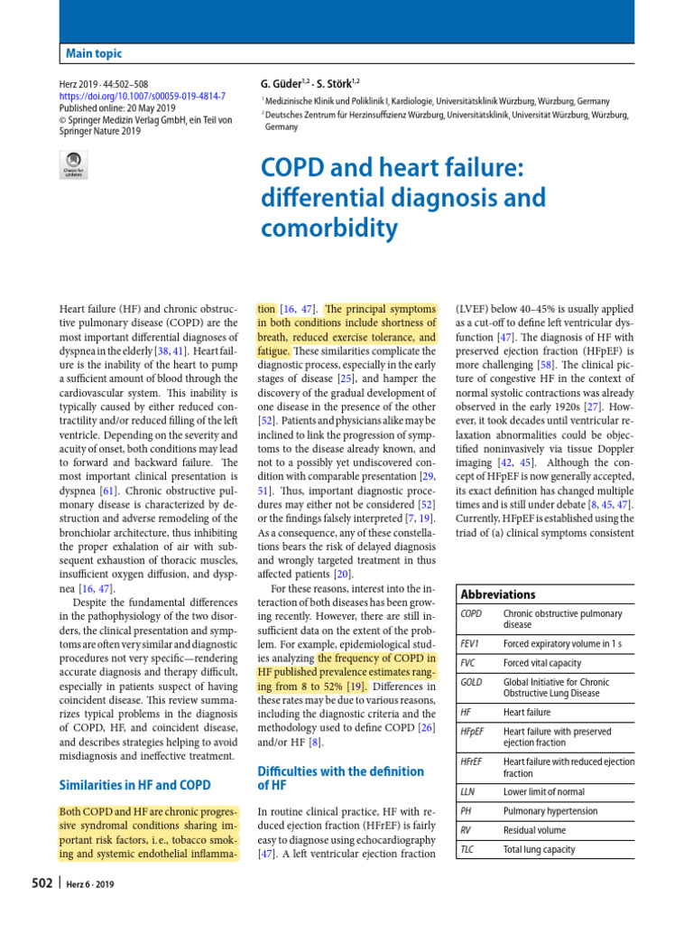 COPD and Heart Failure Diagnosis Challenges | PDF | Heart Failure ...