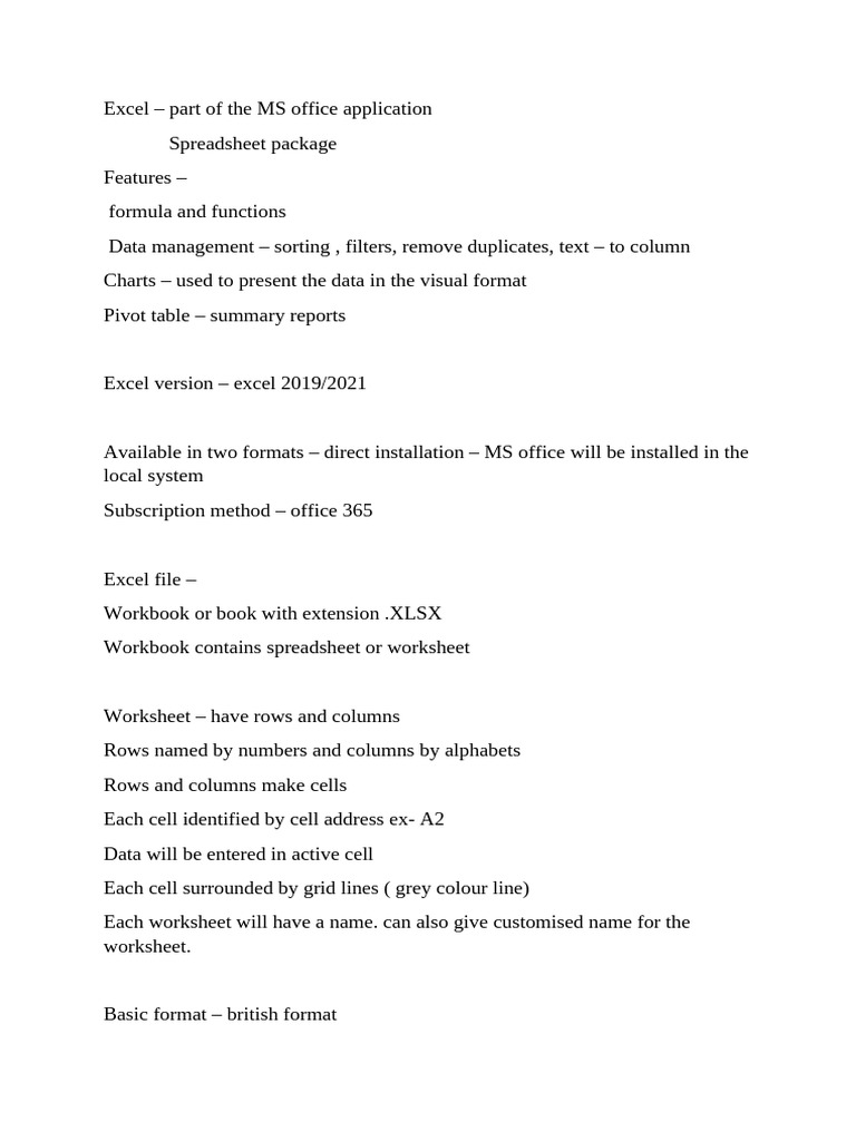 Excel Features and Functions Overview | PDF