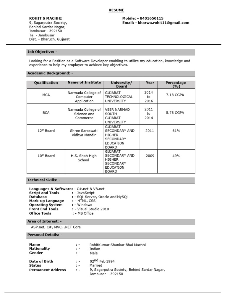 Rohit's Resume_Latest (1) | PDF | My Sql | J Query