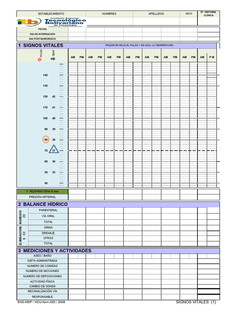 Formato de Registro de Signos Vitales | PDF | Medicina CLINICA ...