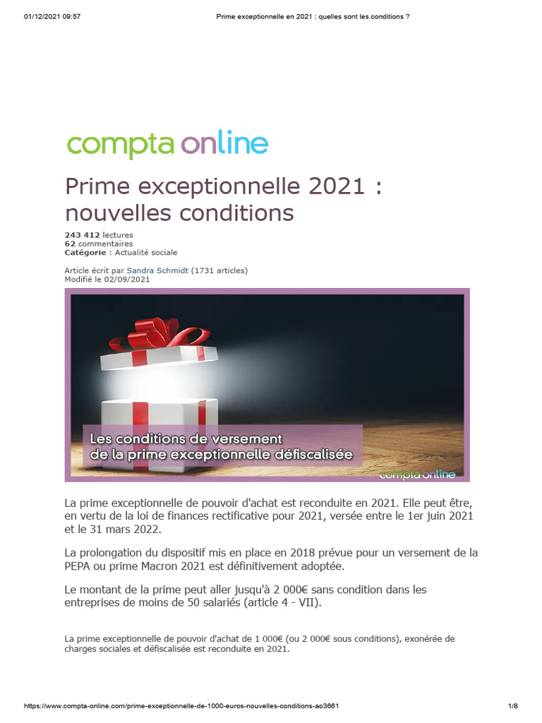 Conditions de la prime exceptionnelle 2021 | PDF | Heures ...