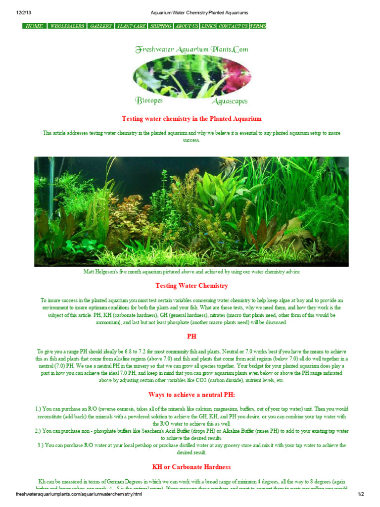 Photo inspiration: Visual Reference: Aquarium Water Chemistry Planted Aquariums Pdf Aquarium