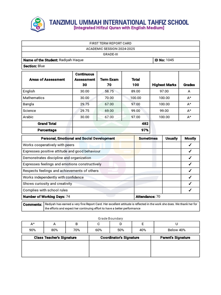 Grade III Blue_Report_Cards | PDF | Science | Disciplines