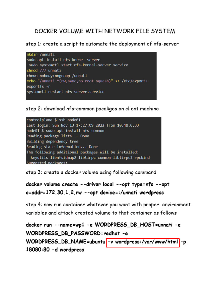 Docker Volume Setup with NFS Guide | PDF