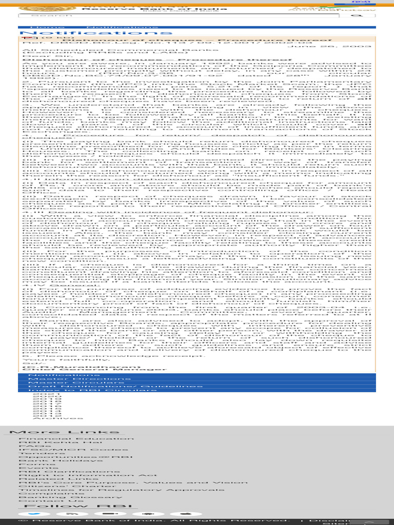 Dishonoured Cheques: Return Procedures | PDF | Cheque | Banks