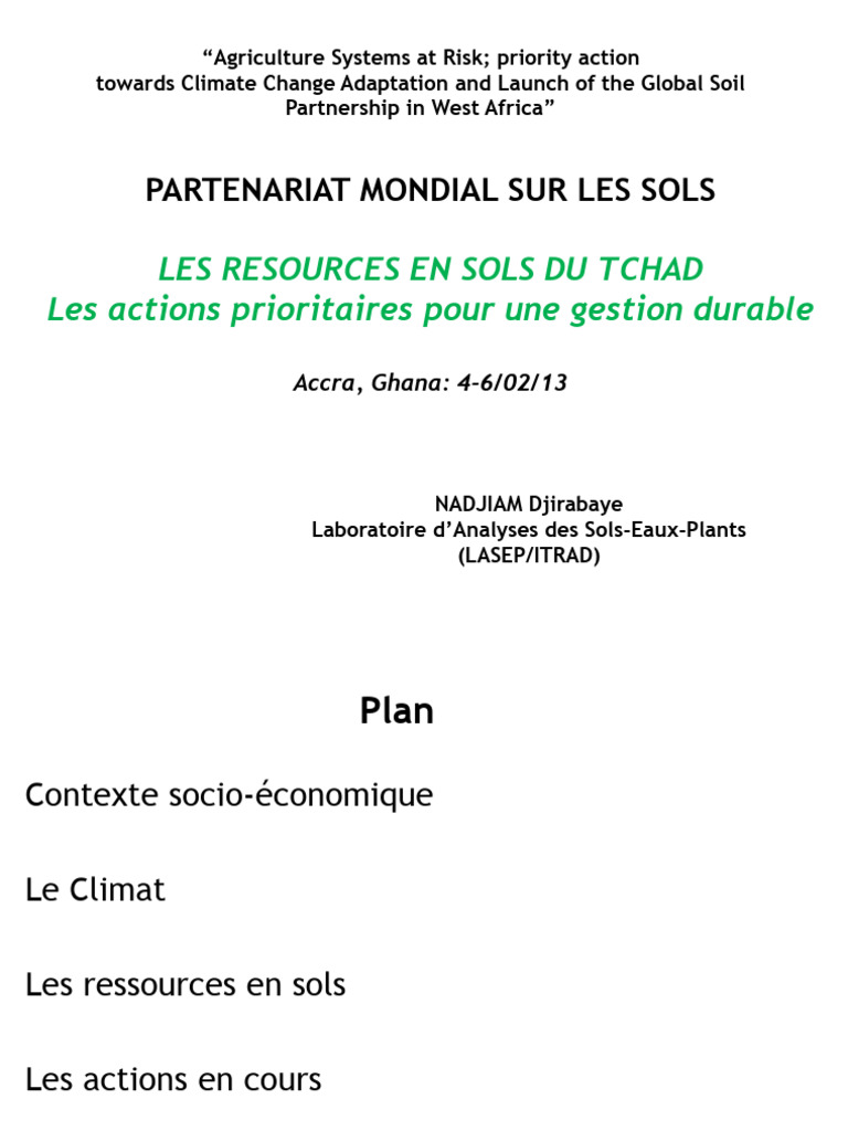 Gestion durable des sols au Tchad | PDF | Sol (pédologie) | Fertilité ...