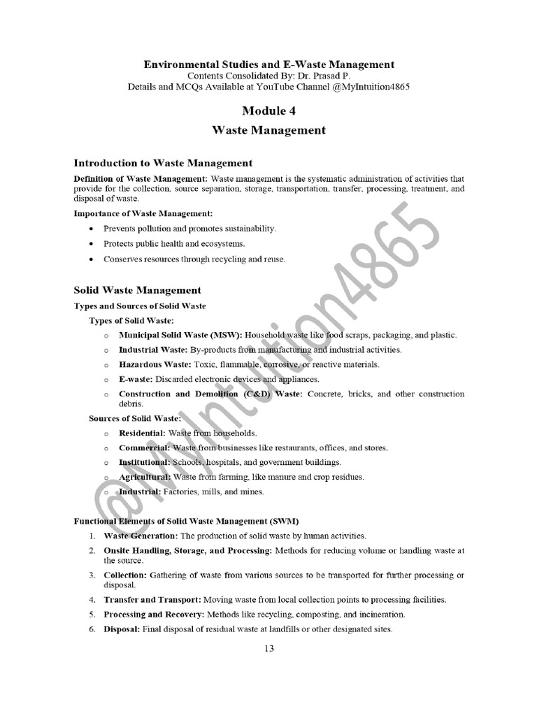 EVS & EWM Notes MyIntuition4865 Module 4 | PDF