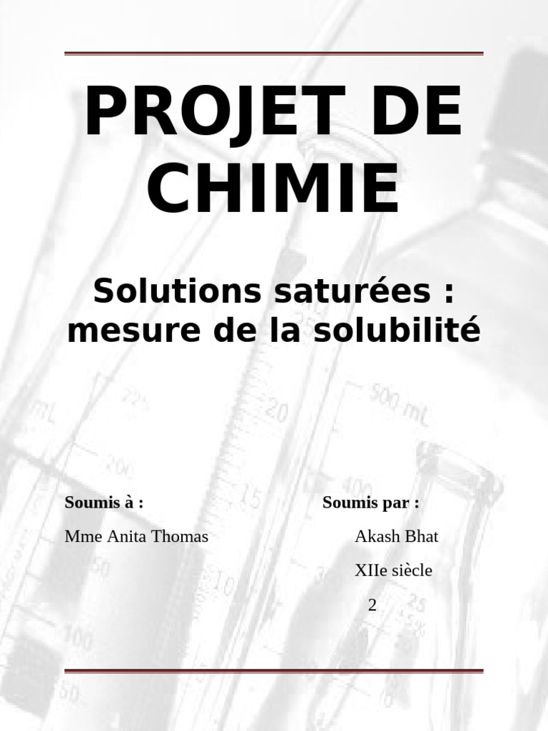 Mesure de la solubilité des solutions | PDF | Liaison chimique | Eau