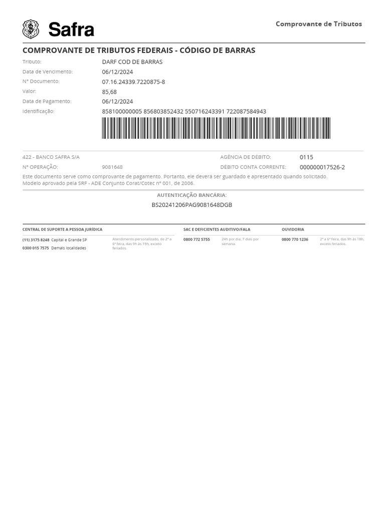 Comprovante de DARF 1708 - R$ 85,68 | PDF | Finanças pessoais ...