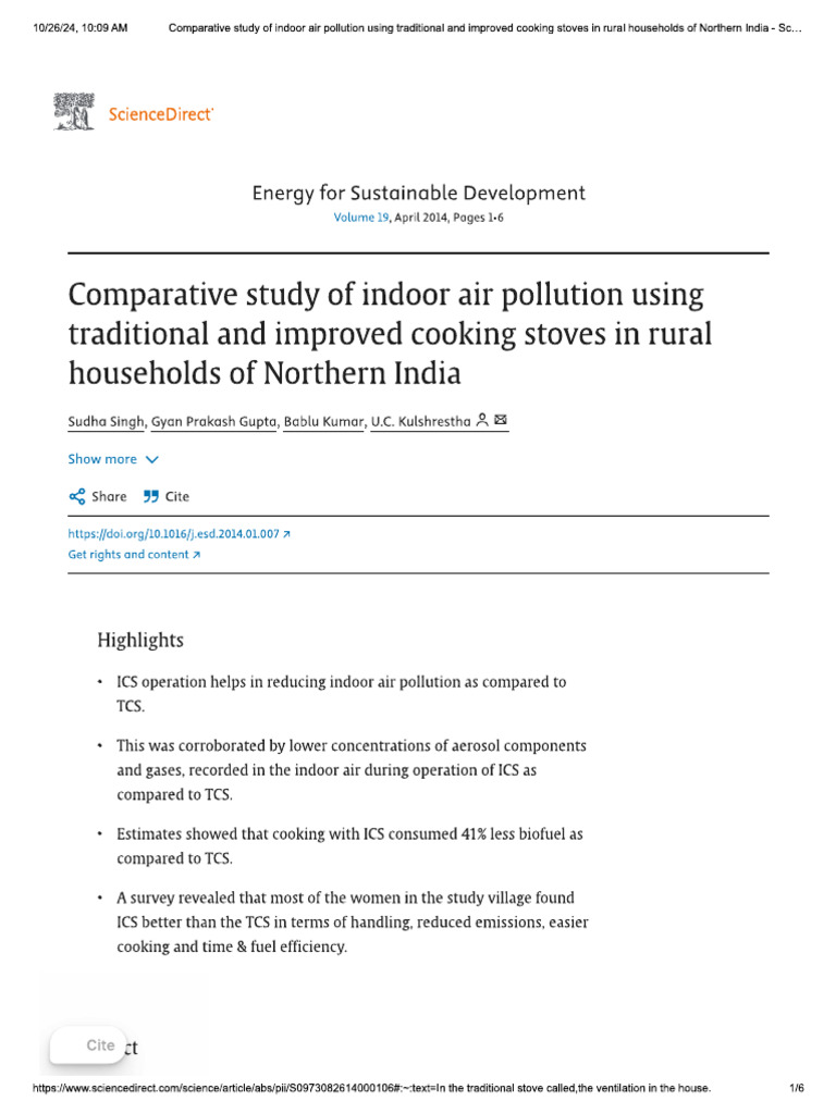 Comparative Study of Indoor Air Pollution Using Traditional and ...