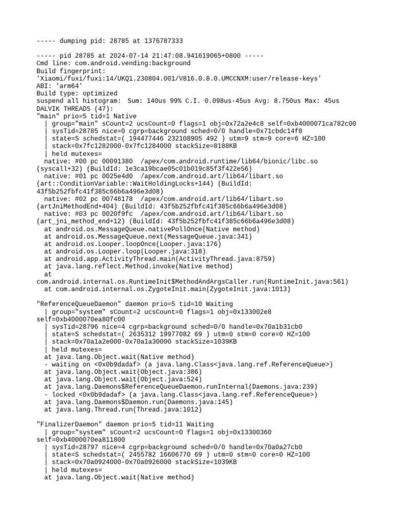Android PID Dump Analysis Report | PDF | Java (Programming Language ...
