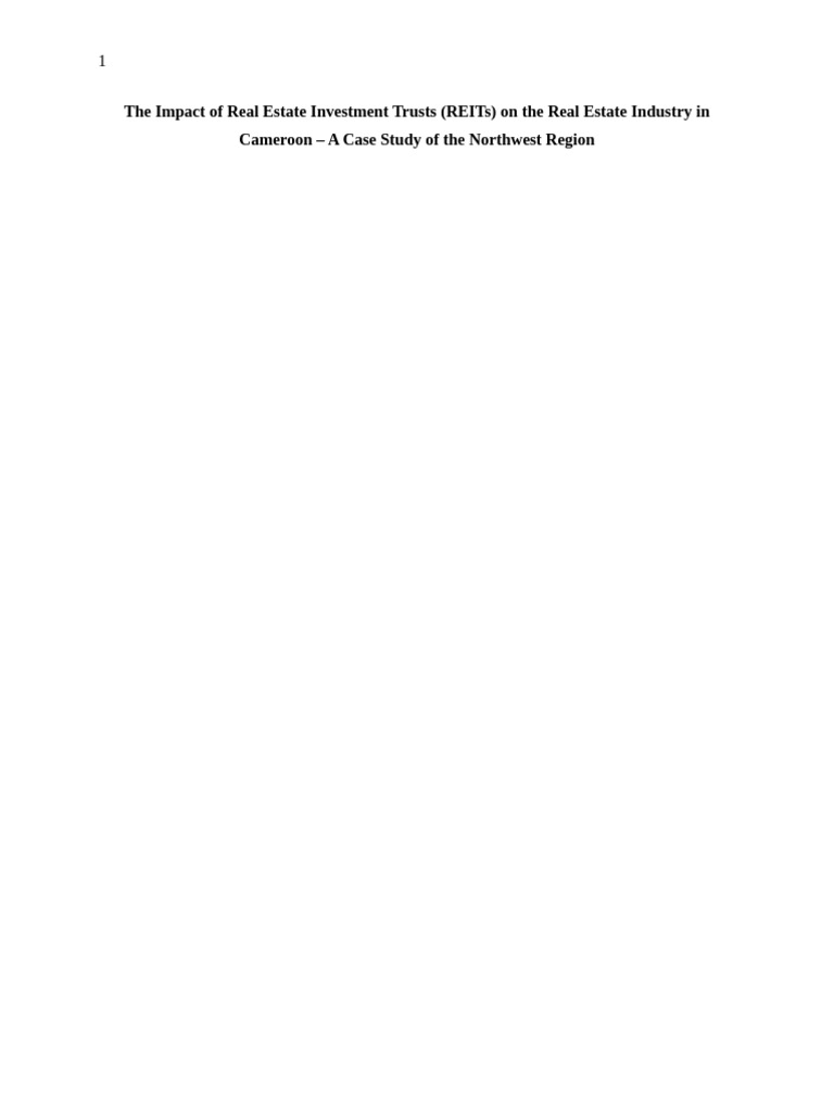 The Impact of REITs On Real Estate in Cameroon Northwest Region | PDF ...