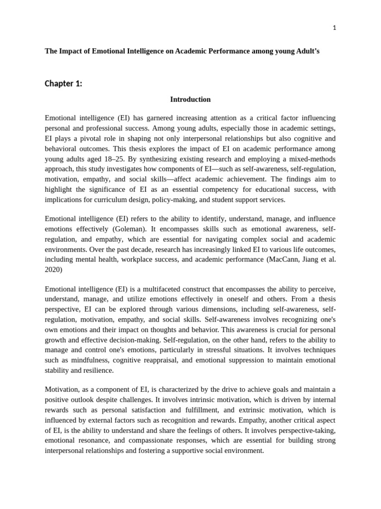 Research Topic The Impact of Emotional Intelligence On Academic ...
