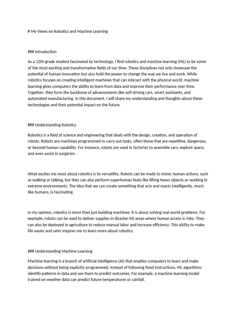 My Views On Robotics and Machine Learning | PDF | Machine Learning ...