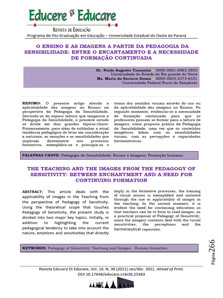 Ensino e Imagens na Pedagogia Sensível | PDF | Pedagogia | Aprendizado