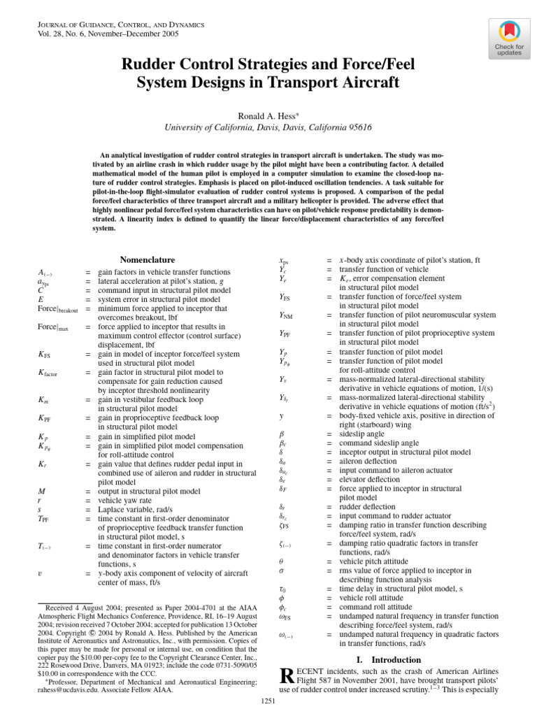 Rudder Control in Transport Aircraft | PDF | Rudder | Aileron