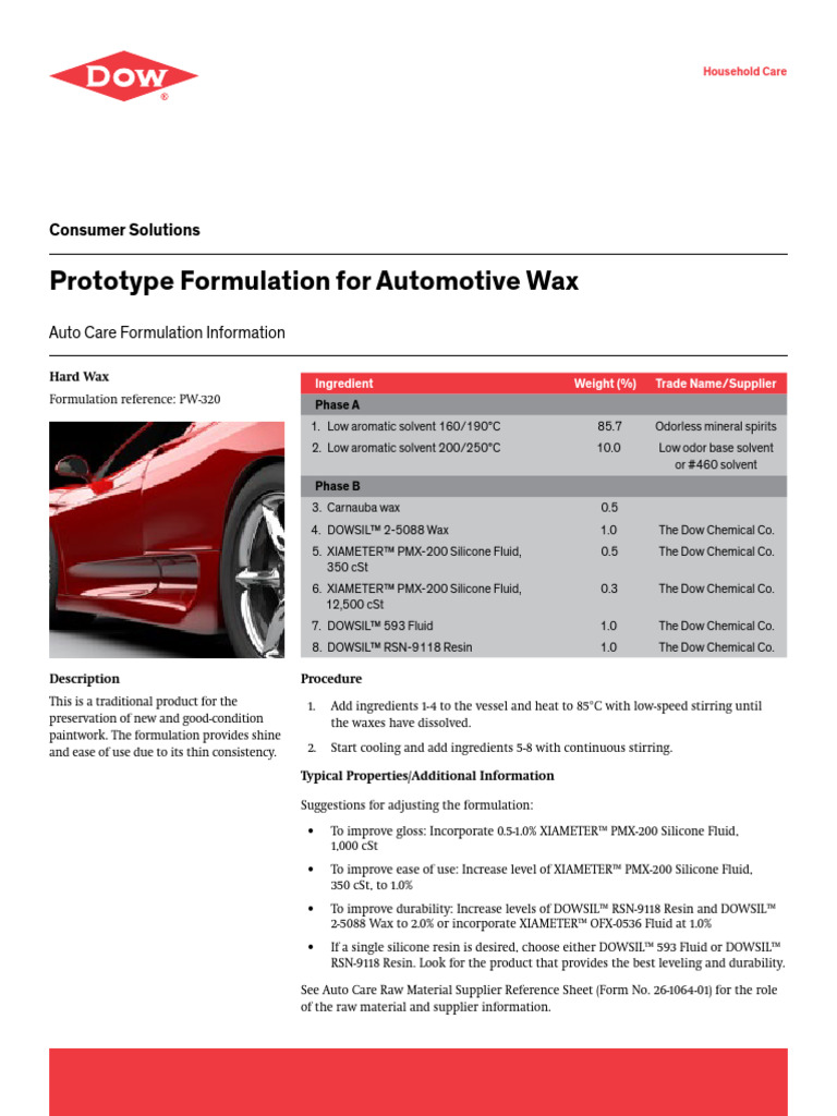 Automotive Wax Formulation Guide | PDF | Wax | Silicone