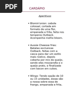 Rodízio Outback: Aperitivos e Bebidas | PDF