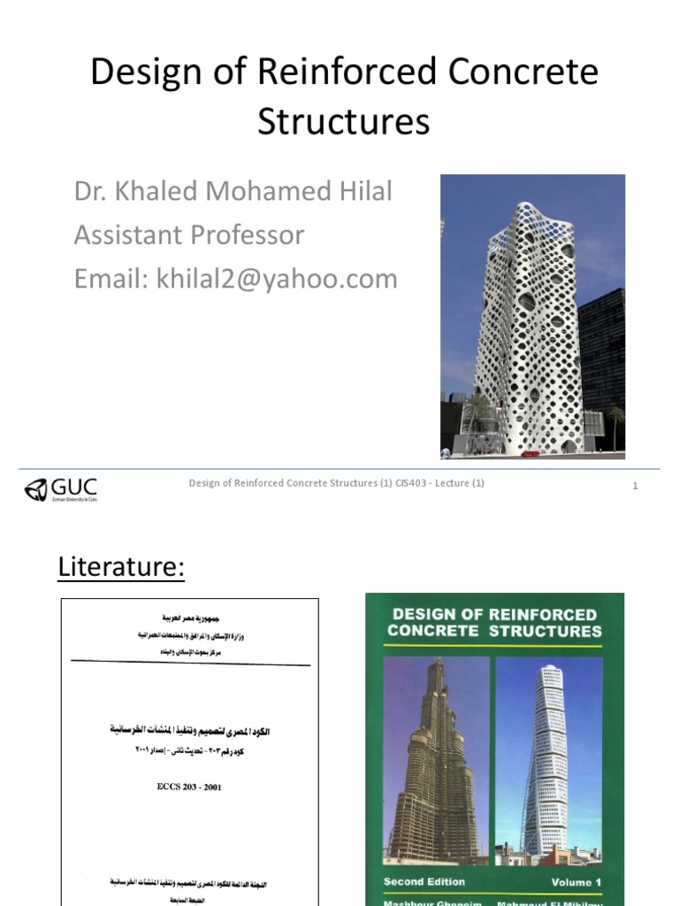 Lecture 1 Design of Reinforced Concrete Structures Reinforced