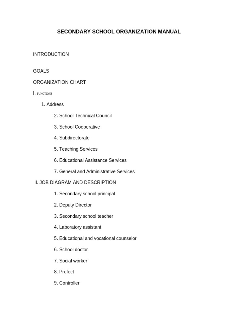 Secondary School Organization Manual | PDF | Laboratories | Schools