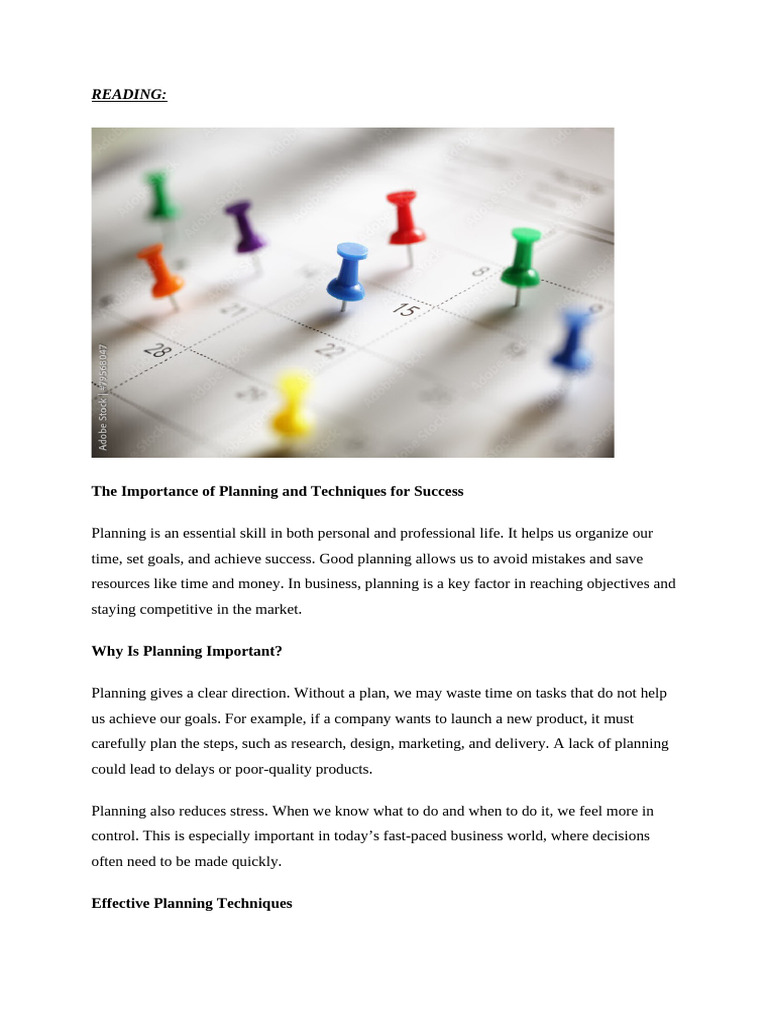 Importance of Planning Techniques | PDF | Goal | Cognition