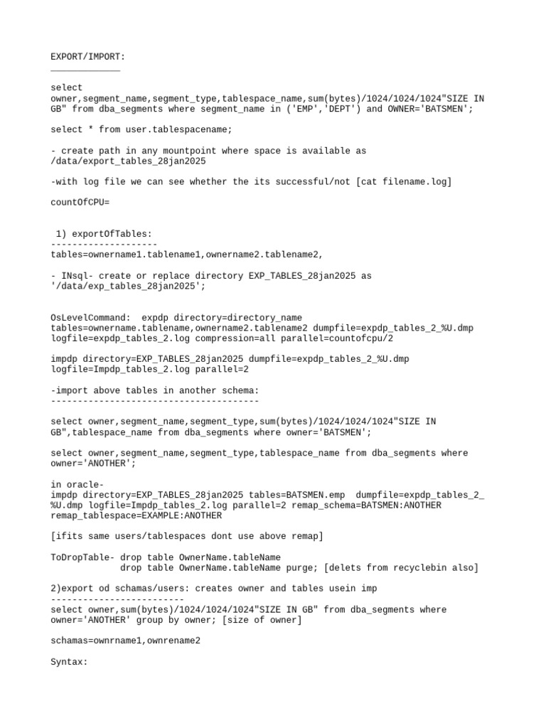 Oracle Export/Import Procedures Guide | PDF | Computer File | Data