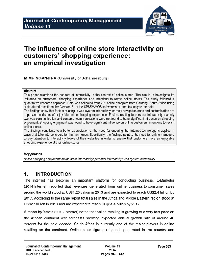 The Influence of Online Store Interactivity On Cus | PDF | Online ...